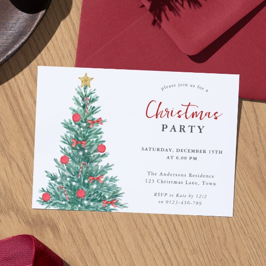 Invitation Jardin de Noël moderne Red Gold