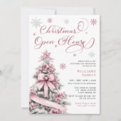 Invitation Jardin de Noël rose moderne Open House (Devant)