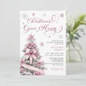 Invitation Jardin de Noël rose moderne Open House (Debout devant)