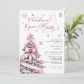 Invitation Jardin de Noël rose moderne Open House (Debout devant)