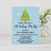 Invitation Jardin de Noël vert mignon Fête de la neige bleue (Debout devant)