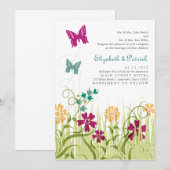 Invitation Jardin de papillon dans des tons de bijou (Devant / Derrière)