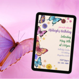 Invitation Jardin de papillons Anniversaire