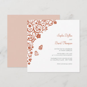 Invitation Jardin de papillons floraux en terre cuite Mariage