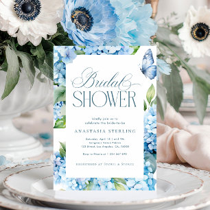 Invitation Jardin de papillons Hydrangea Bleu Shower de Marié