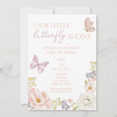 Invitation Jardin de papillons Whimsical Premier anniversaire (Devant)
