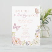 Invitation Jardin de papillons Whimsical Premier anniversaire (Debout devant)