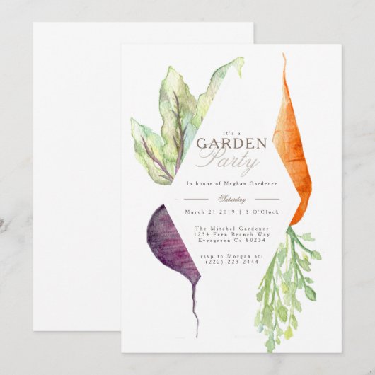 Invitation Jardin de patchs de légumes Whimsical | Beet & Car (Devant / Derrière)