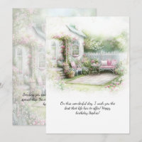 Jardin de patio rose vert Cadre d'anniversaire |