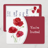 Invitation Jardin de pavots à l'aquarelle Fleur Art floral  (Devant / Derrière)