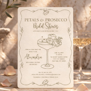 Invitation Jardin de Pétals Prosecco Minimaliste Enterrement