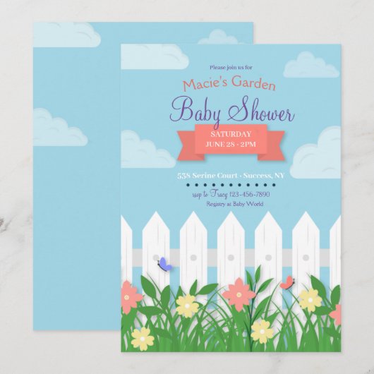 Invitation Jardin de picket blanc (Devant / Derrière)