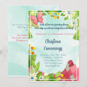 Invitation Jardin de pique-nique Graines d'amour – Baby Showe