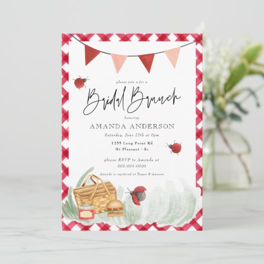 Invitation Jardin de pique-nique rustique BBQ Bridal Brunch (Debout devant)