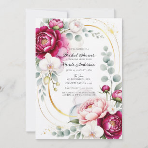 Invitation Jardin de pivoines et d'orchidées à halo doré pour