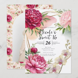 Invitation Jardin de pivoines et d'orchidées Fête douce 16 Fl