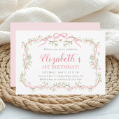 Invitation Jardin de printemps rose et vert 1er anniversaire