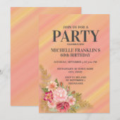 Invitation Jardin de printemps rose Jaune Floral 60e annivers (Devant / Derrière)