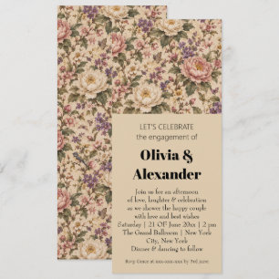 Invitation Jardin de roses botaniques vintage et motif papill