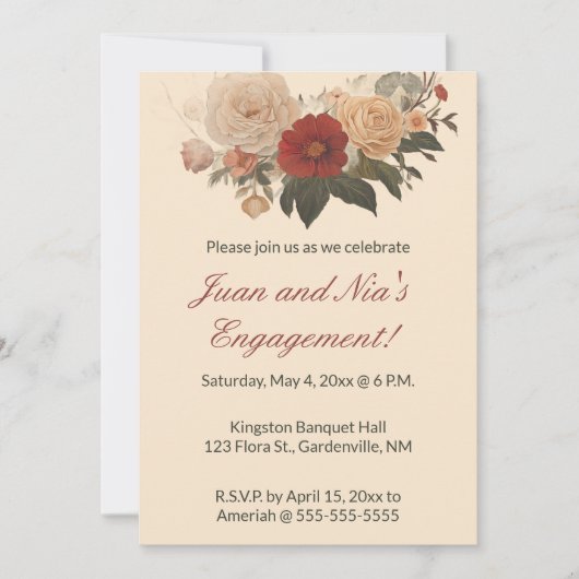 Invitation Jardin de roses modifiables (Devant)