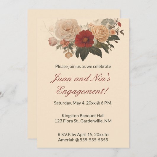 Invitation Jardin de roses modifiables (Devant / Derrière)