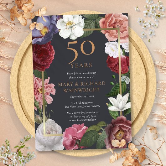 Invitation Jardin de roses pour le 50e anniversaire de mariag