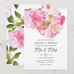 Invitation Jardin de roses roses mariage M. et Mme