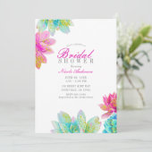 Invitation Jardin de Succulentes Rose Clair et Turquoise Fête (Debout devant)