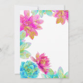 Invitation Jardin de Succulentes Rose Clair et Turquoise Fête (Dos)