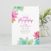 Invitation Jardin de Succulentes Rose Clair Turquoise Fête d' (Debout devant)
