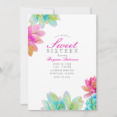 Invitation Jardin de Succulentes Rose Clair Turquoise Fête Do (Devant)