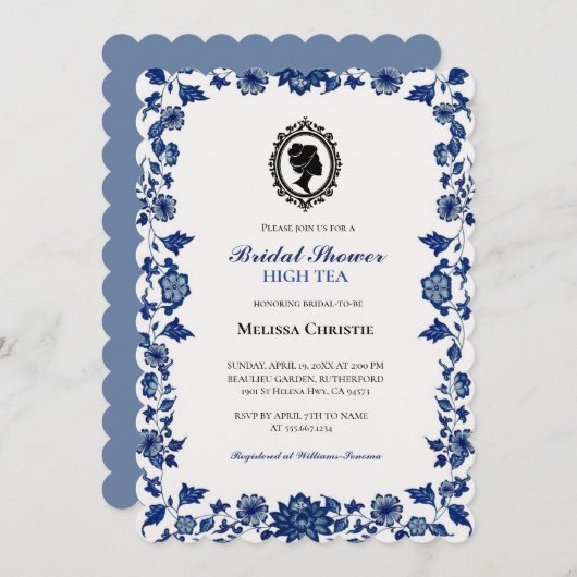 Invitation jardin de thé à l'anglaise, jolis pastels doux (Devant / Derrière)