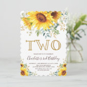 Invitation Jardin de tournesol chic verdure fleurie 2e annive (Debout devant)