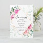 Invitation jardin délicat roses roses rose fleurie Quinceaner (Debout devant)