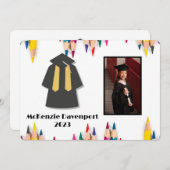 Invitation Jardin d'enfants Diplôme crayons colorés Ajouter u (Devant / Derrière)