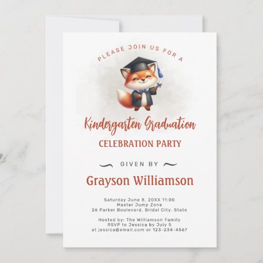 Invitation Jardin d'enfants Graduation Fox (Devant)