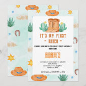 Invitation jardin d'enfants Mon premier rodéo Cowboy (Devant / Derrière)