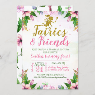 Invitation Jardin des fées Anniversaire floral enchanté
