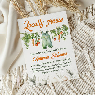 Invitation Jardin des fermiers Baby shower cultivé localement