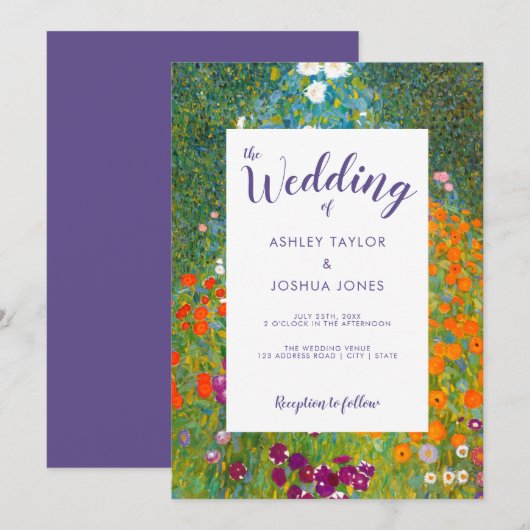 Invitation Jardin des fleurs de Gustav Klimt Mariage floral (Devant / Derrière)