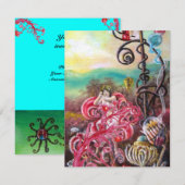 Invitation JARDIN DES MELISSA, rouge vif, rose bleu (Devant / Derrière)