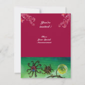 Invitation JARDIN DES MELISSA, rouge vif, rose vert (Dos)