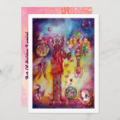 Invitation JARDIN DES OMBRES PERDUES Fées,Papillons Rose (Devant / Derrière)