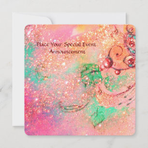 INVITATION JARDIN DES OMBRES PERDUES PAPILLON ROSE MONOGRAMME