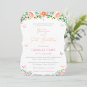 Invitation Jardin d'été 1er anniversaire Baptême Party pour f (Debout devant)