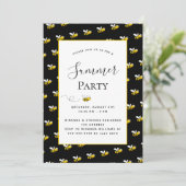 Invitation Jardin d'été abeilles barbecue or noir (Debout devant)