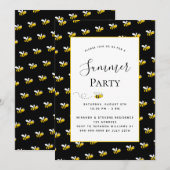 Invitation Jardin d'été abeilles barbecue or noir (Devant / Derrière)