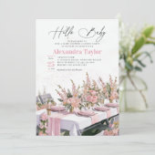 Invitation Jardin d'été Aquarelle élégante bébé fille douche (Debout devant)