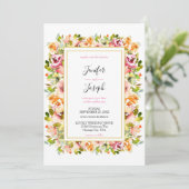 Invitation Jardin d'été Aquarelle Mariage floral (Debout devant)