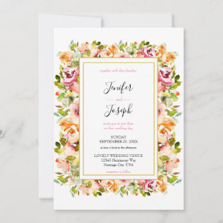 Invitation Jardin d'été Aquarelle Mariage floral